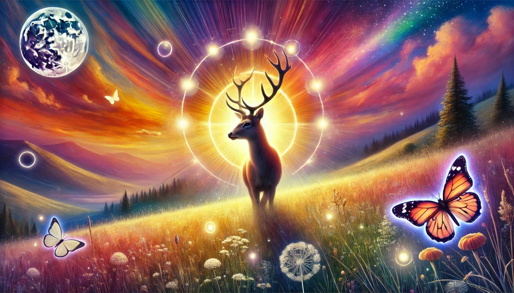 spiritual-deer-meadow-sunset